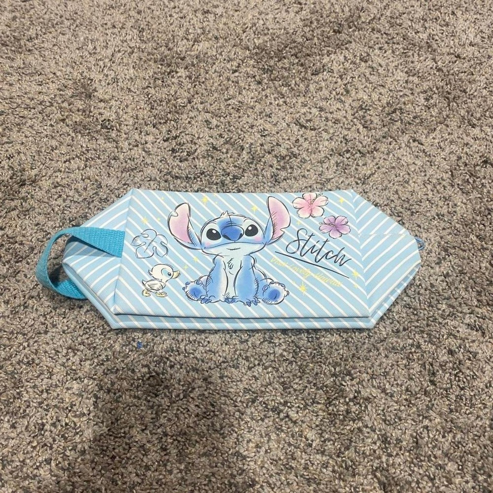 Disney Stitch Pencil Case Bag Blue Striped Hawaii Beach Theme Pouch